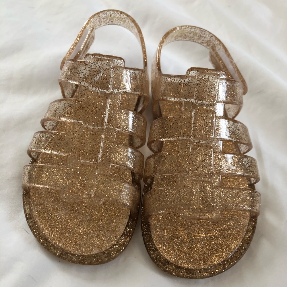 Gold sparkly jelly sandals size 6